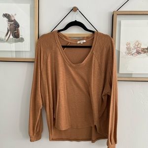 Camel Long Sleeve V Neck